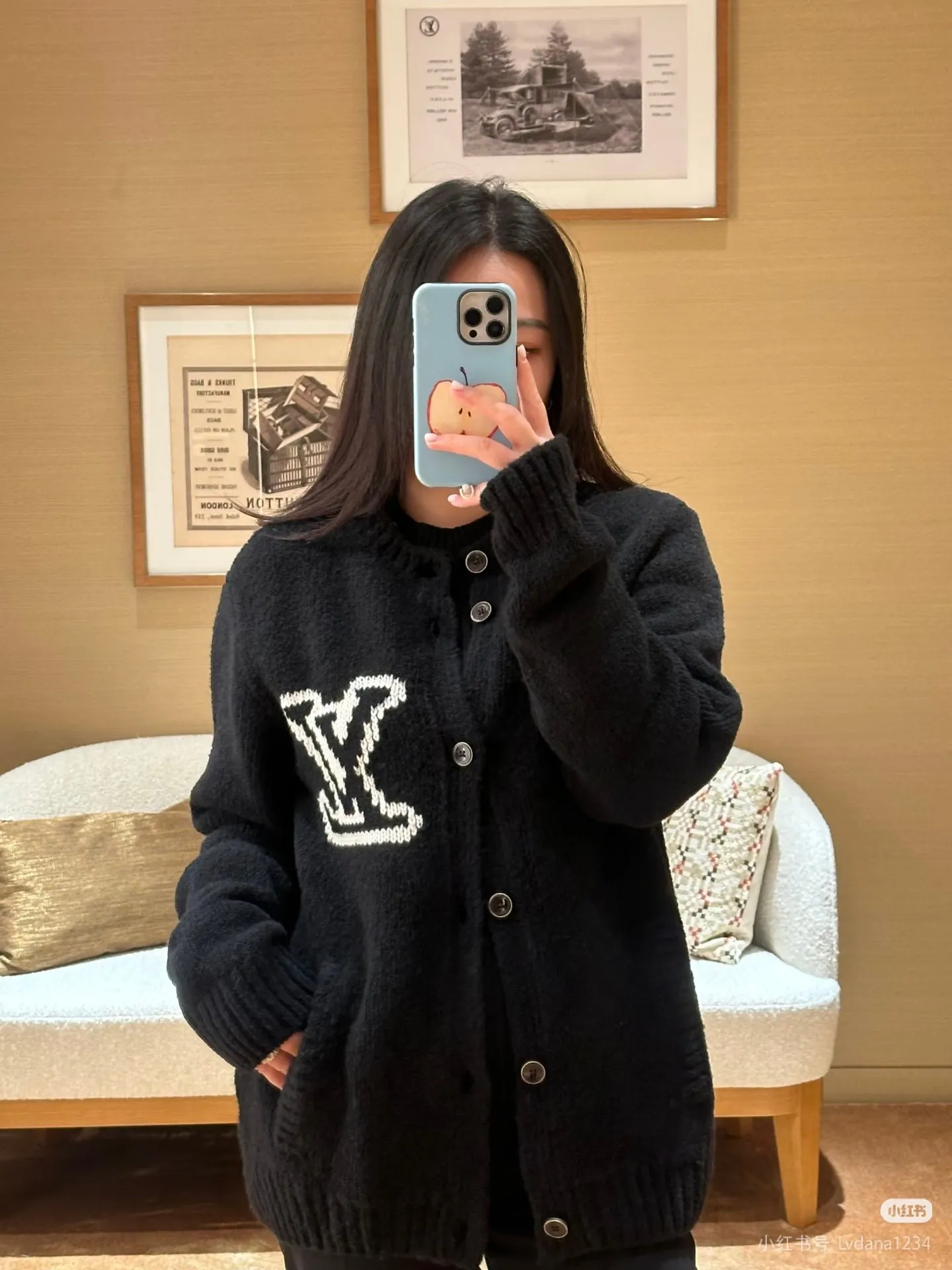 Louis Vuitton/Louis Vuitton large logo jacquard cardigan sweater